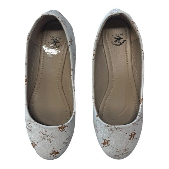 NWOB Beverly Hills Polo Club | Cream Tan Logo Slip on Flats - Picture 3 of 5